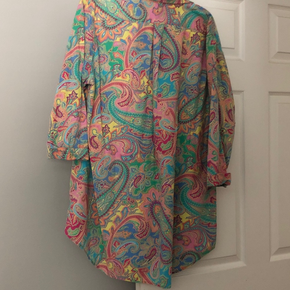 Long Ralph LaurenPastel Paisley Button-Up Tunic - Picture 5 of 6